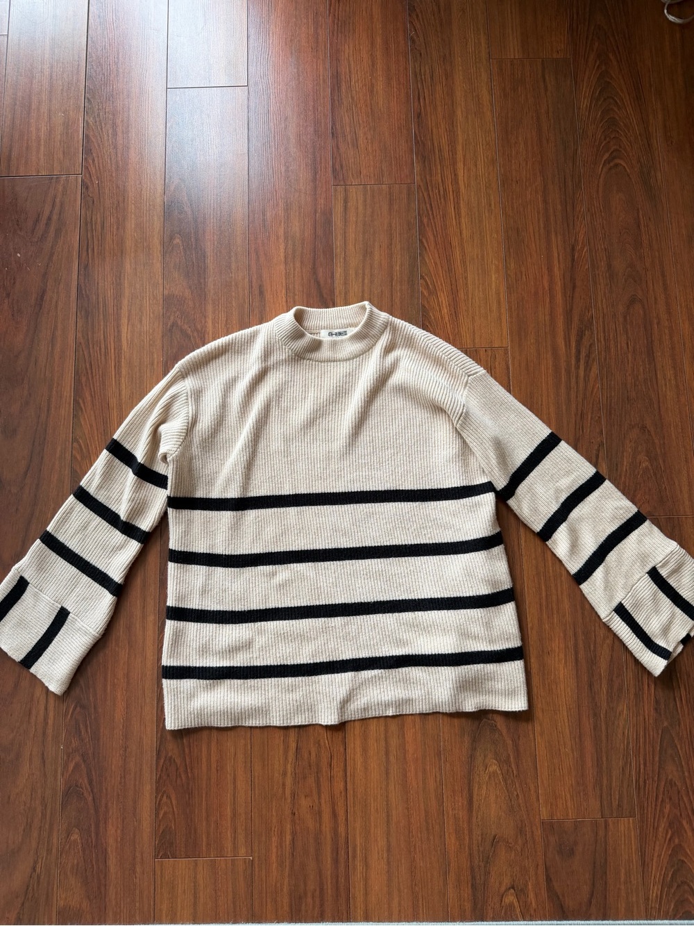 Women’s Cream Stripe Knit Sweater
